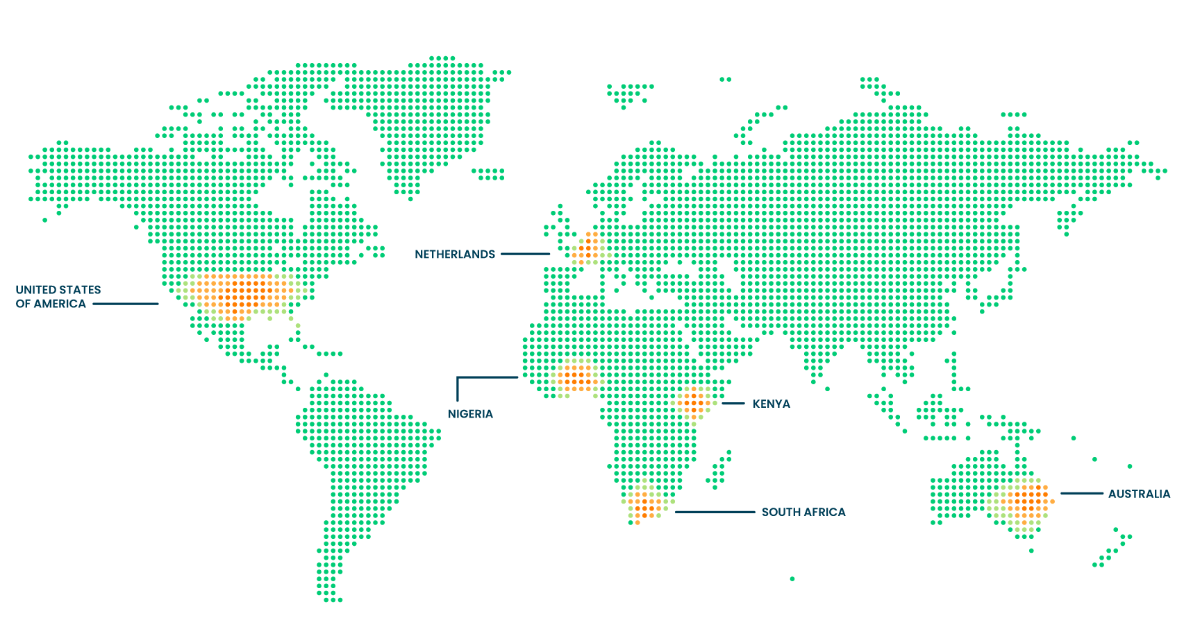 Map of countries in which we have funded universities through NextGen
